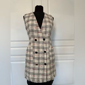 Zara Tweed Cream Blazer Dress Size Med